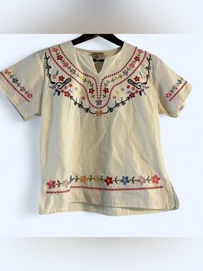Original Arantza Woman 100% Cotton Embroidered Top- Size Medium Boho Cottagecore